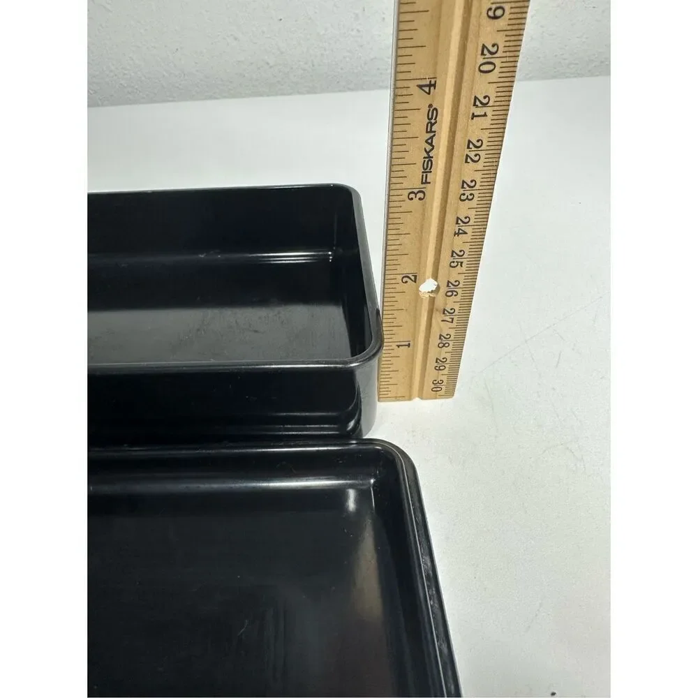 Vintage Black Tin Box Solid Plastic 7,75” x4,5” Made in USA